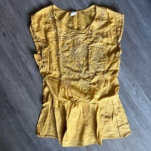 Tiny Embroidered Yellow Women's Top